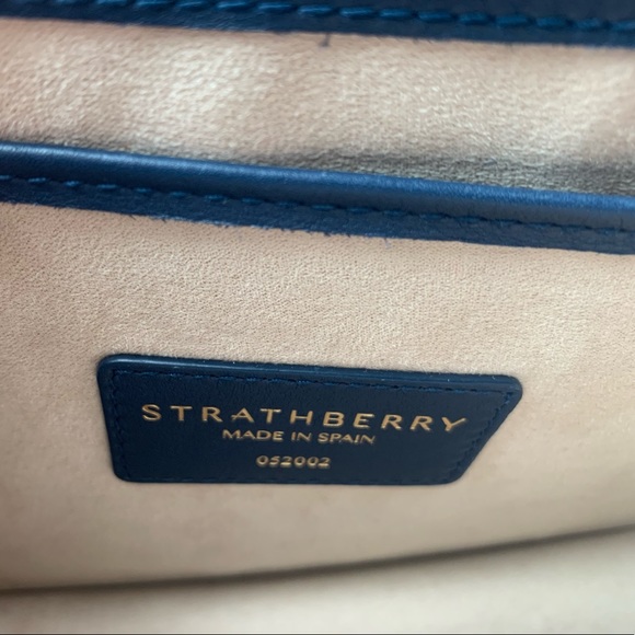 Strathberry Crescent Shoulder Bag in Navy/Vanilla/Burgundy - Picture 9 of 14